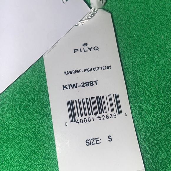 PilyQ Kiwi Reef High Cut Teeny Hi Cut Bottom Bikini Swimsuit SMALL Green NWT $76 - Picture 6 of 6